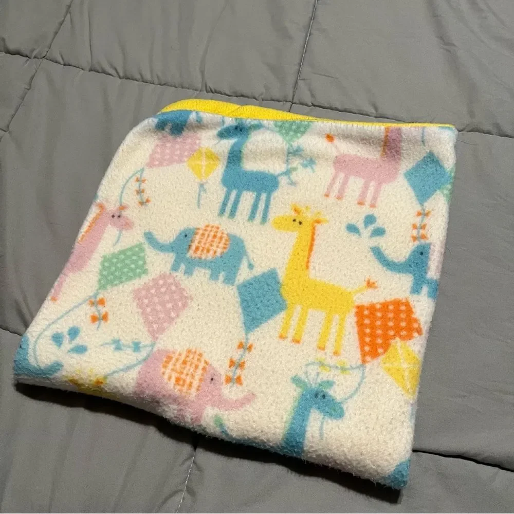 Fleece Baby Blanket Multicolor Animal Print Elephant Giraffe Security 28X28